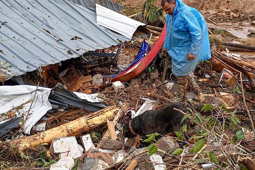 | Photo: PTI : Rescue operation landslide-hit area in Wayanad